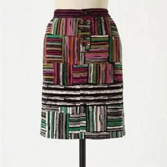 ODILLE‎ by ANTHROPOLOGIE NWOT Velvet Spectrum Map Skirt in Black Motif - Picture 1 of 7